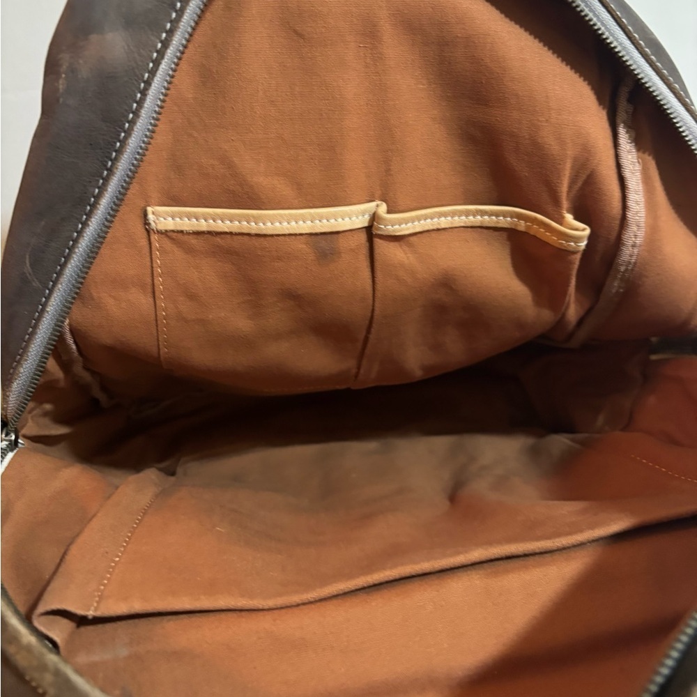 Handmade vintage unisex Classic gray Brown distressed Leather Backpack - Picture 8 of 10